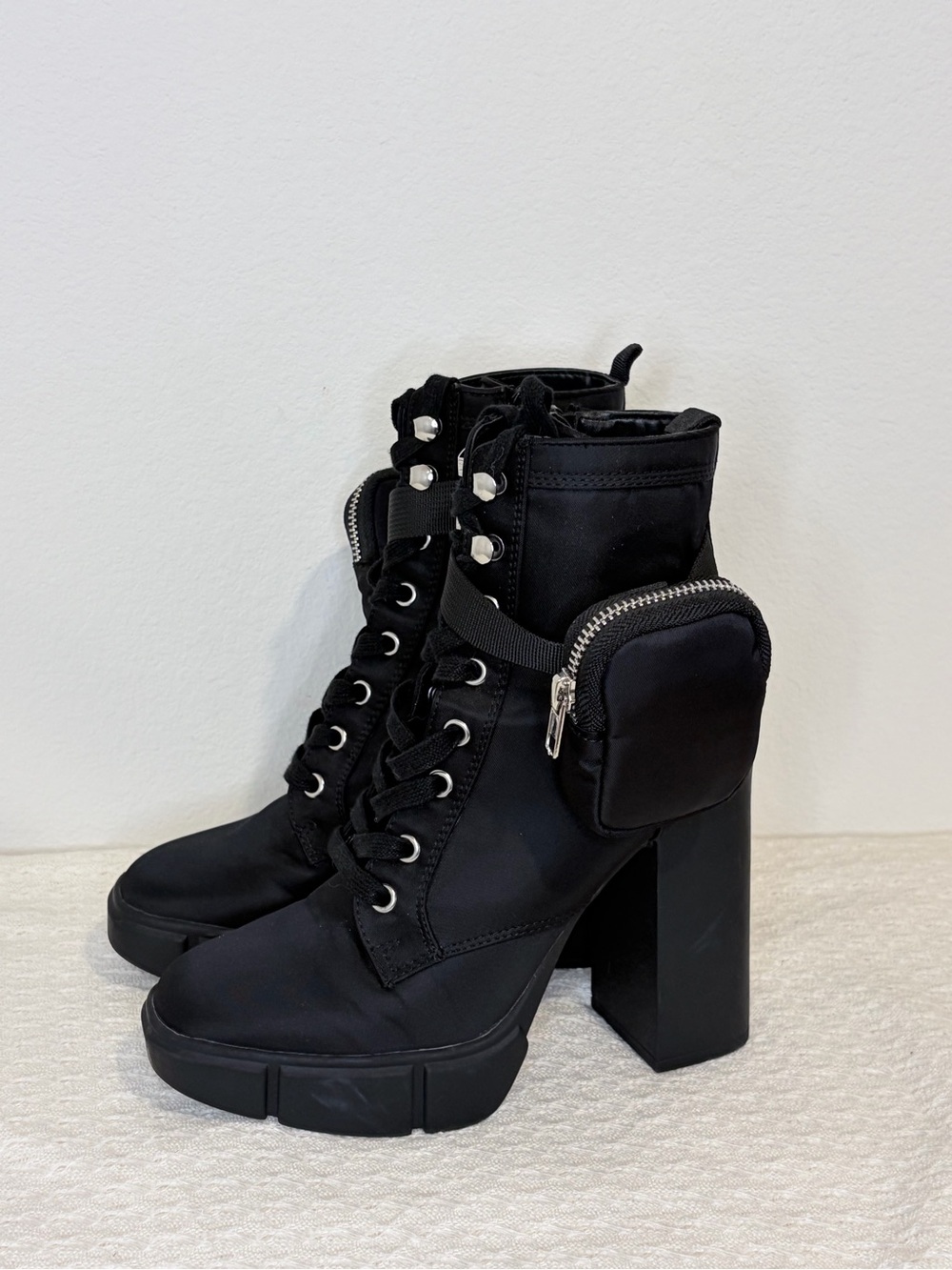 Steve Madden Herrick Black Platform Combat Heeled Boots
